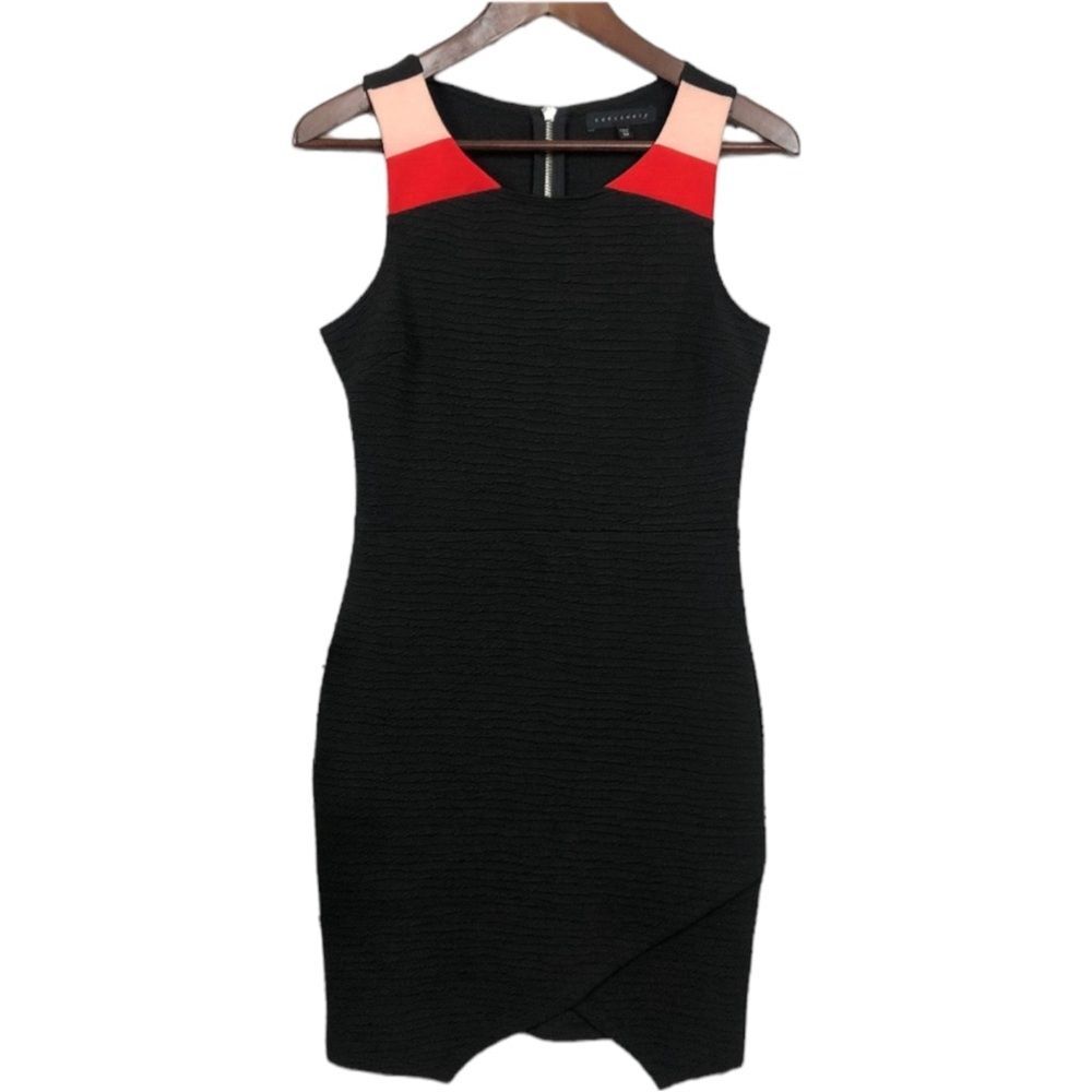 Sanctuary Black Pink Red Asymmetrical Ribbed Dress